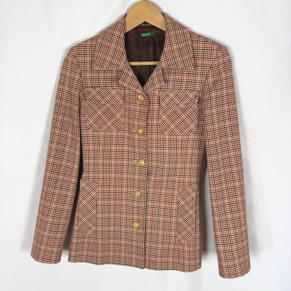 Vintage United Colors of Benetton Plaid Blazer Made in Italy EUC 38 US 2